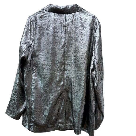 A New Day Metallic Silver Blazer XXL Lightweight Womens Evening Jacket NWT - Picture 3 of 7